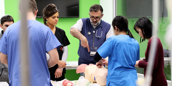 Dr Dragan Mandic from the Wits Unit for Undergraduate Medical Education simulates an airway intubation in the new sim lab.